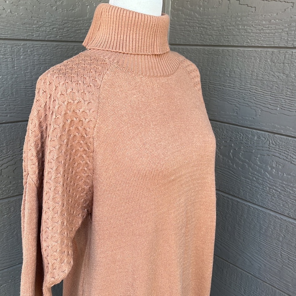 BB Dakota Camel Turtleneck Sweater Dress